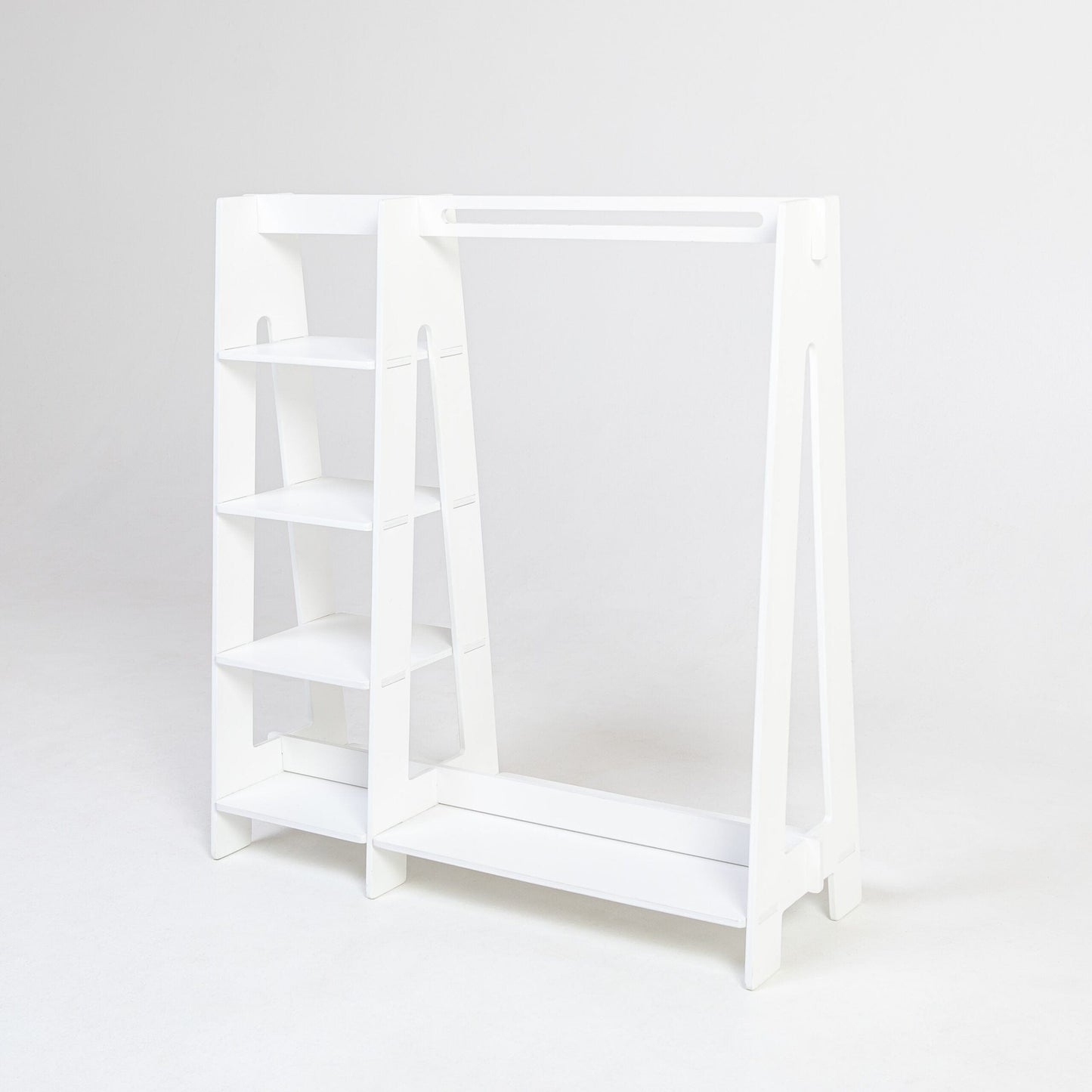 Montessori House Bed Clothing Rack with Shelves for Toddlers