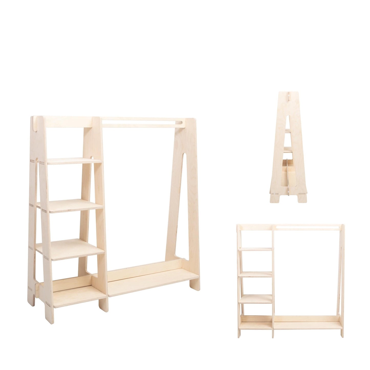 Montessori House Bed Clothing Rack with Shelves for Toddlers