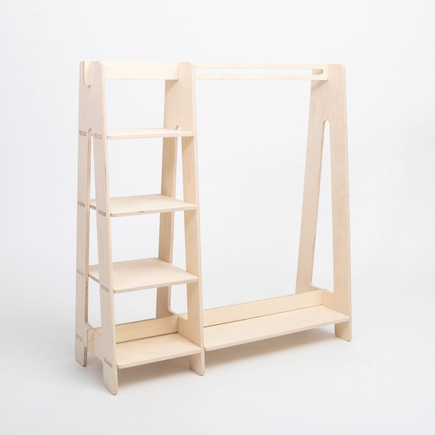 Montessori House Bed Clothing Rack with Shelves for Toddlers