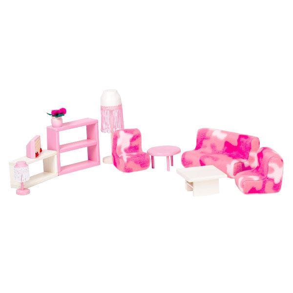 ROOSI Traditional Toys Dollhouse living room furniture - Pink & White