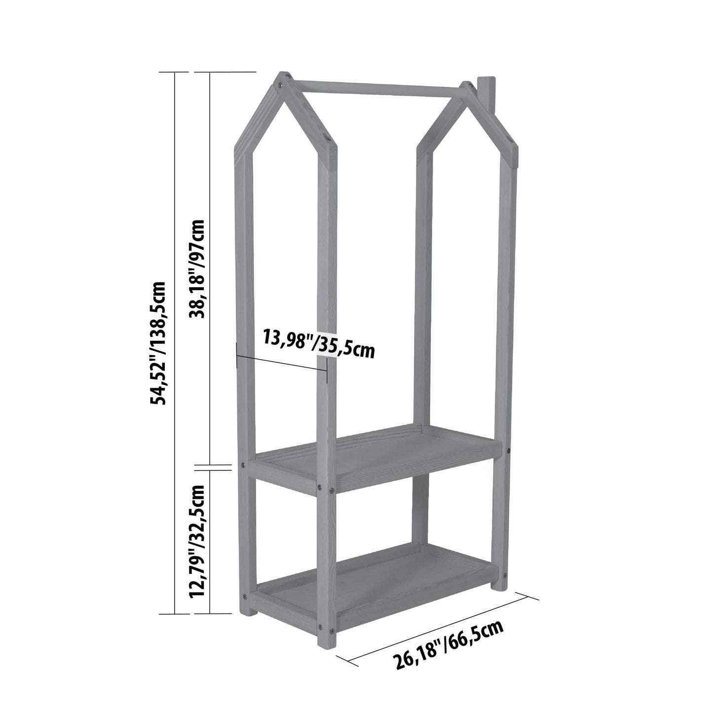 Montessori House Bed House Shaped Clothing Rack with Storage
