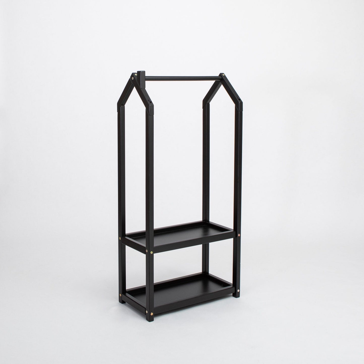 Montessori House Bed House Shaped Clothing Rack with Storage