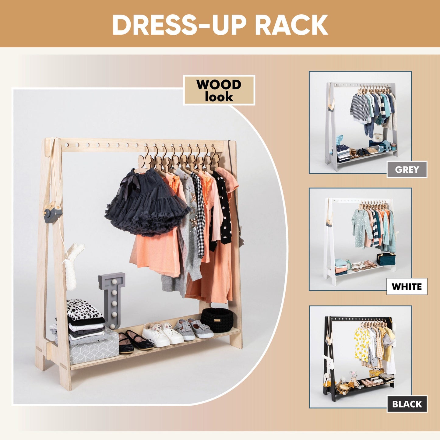 Montessori House Bed Toddlers Clothing Rack for Hangers ver 2
