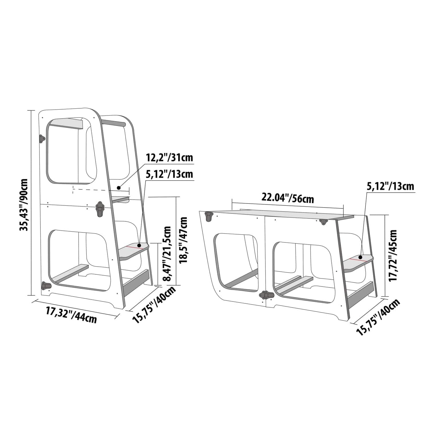Montessori House Bed Transformable Kitchen Tower / Table & Chair