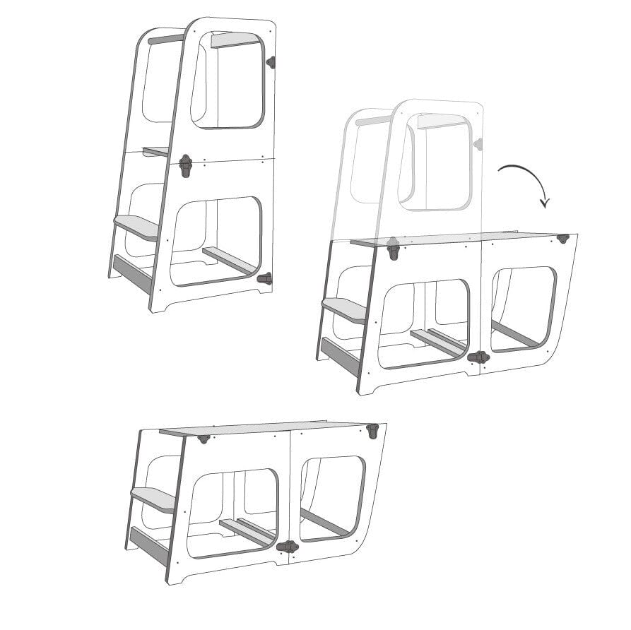 Montessori House Bed Transformable Kitchen Tower / Table & Chair