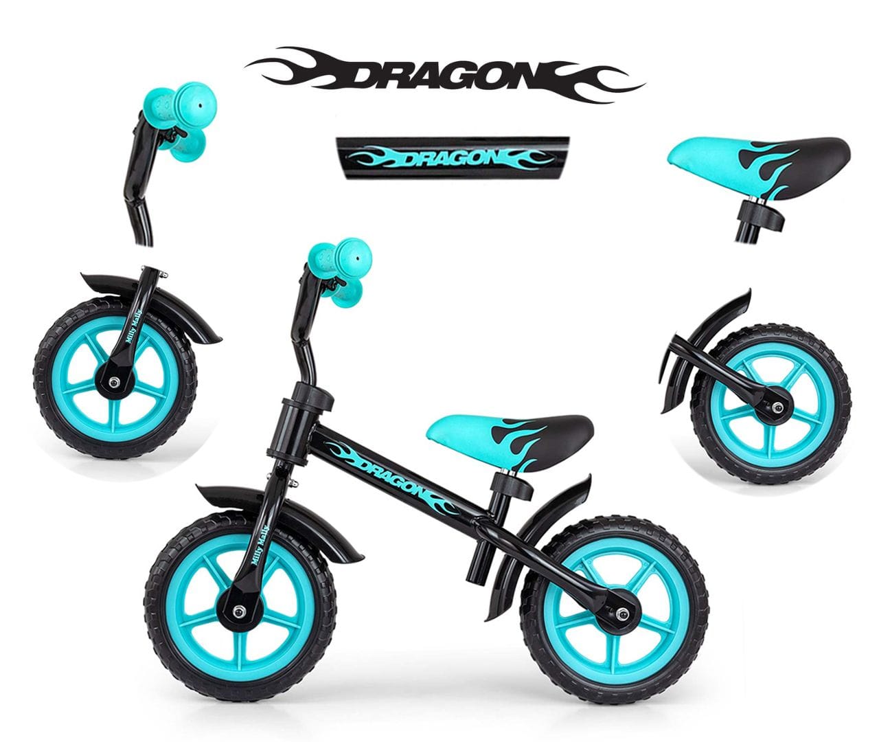 Milly Mally Balance Bike DRAGON - Black