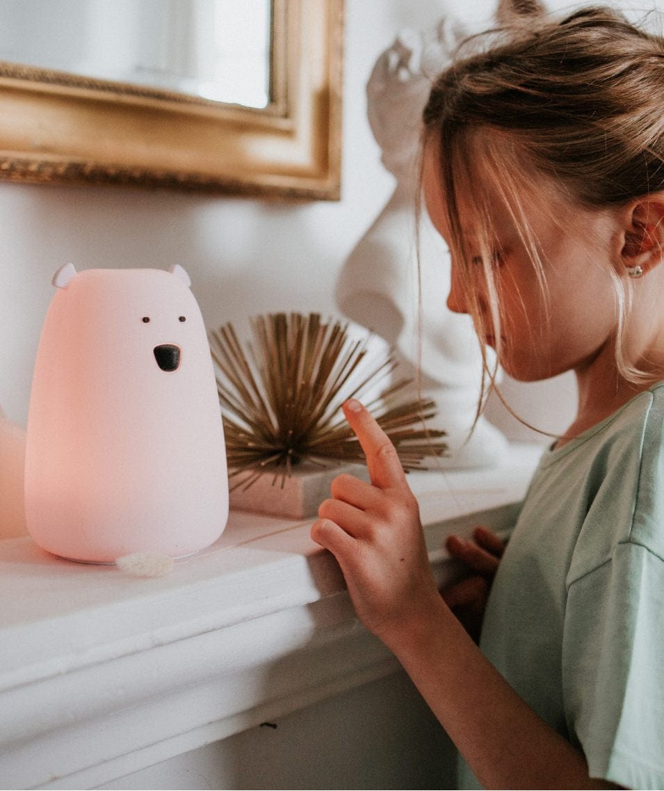 Rabbit & Friends Big Bear Silicone Lamp with Remote - Pink