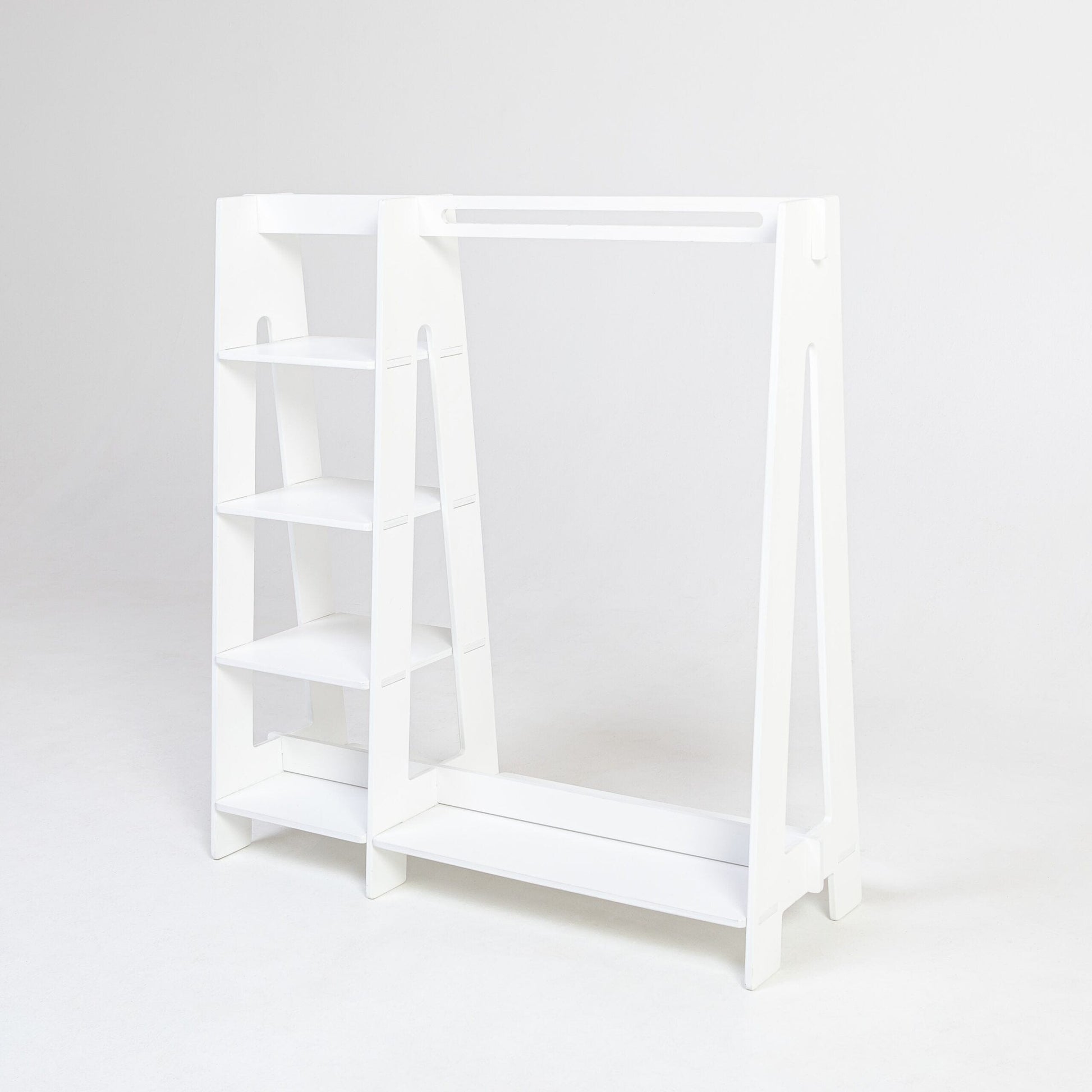 Montessori House Bed Clothing Rack with Shelves for Toddlers