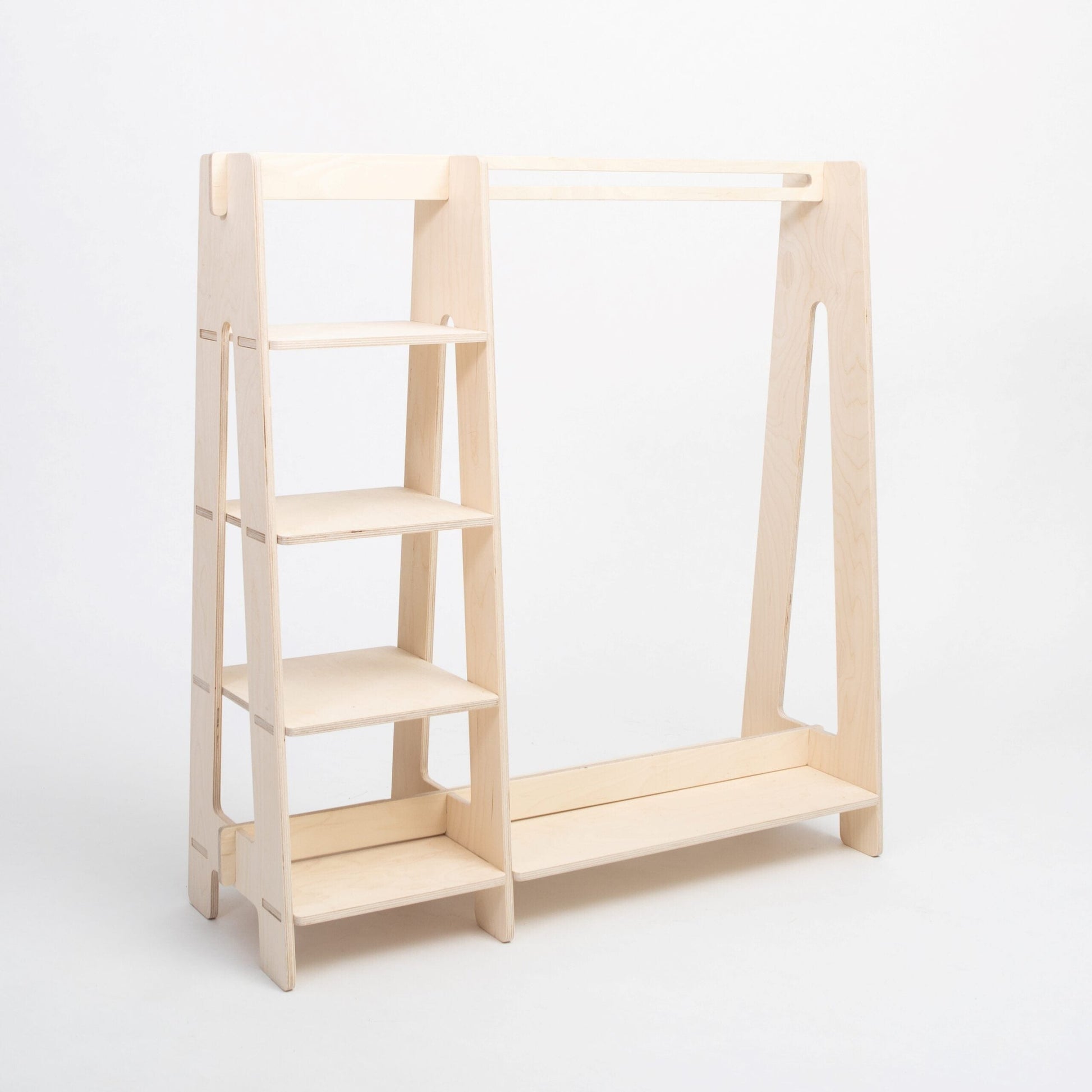Montessori House Bed Clothing Rack with Shelves for Toddlers