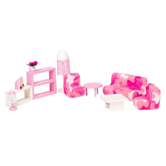 ROOSI Traditional Toys Dollhouse living room furniture - Pink & White