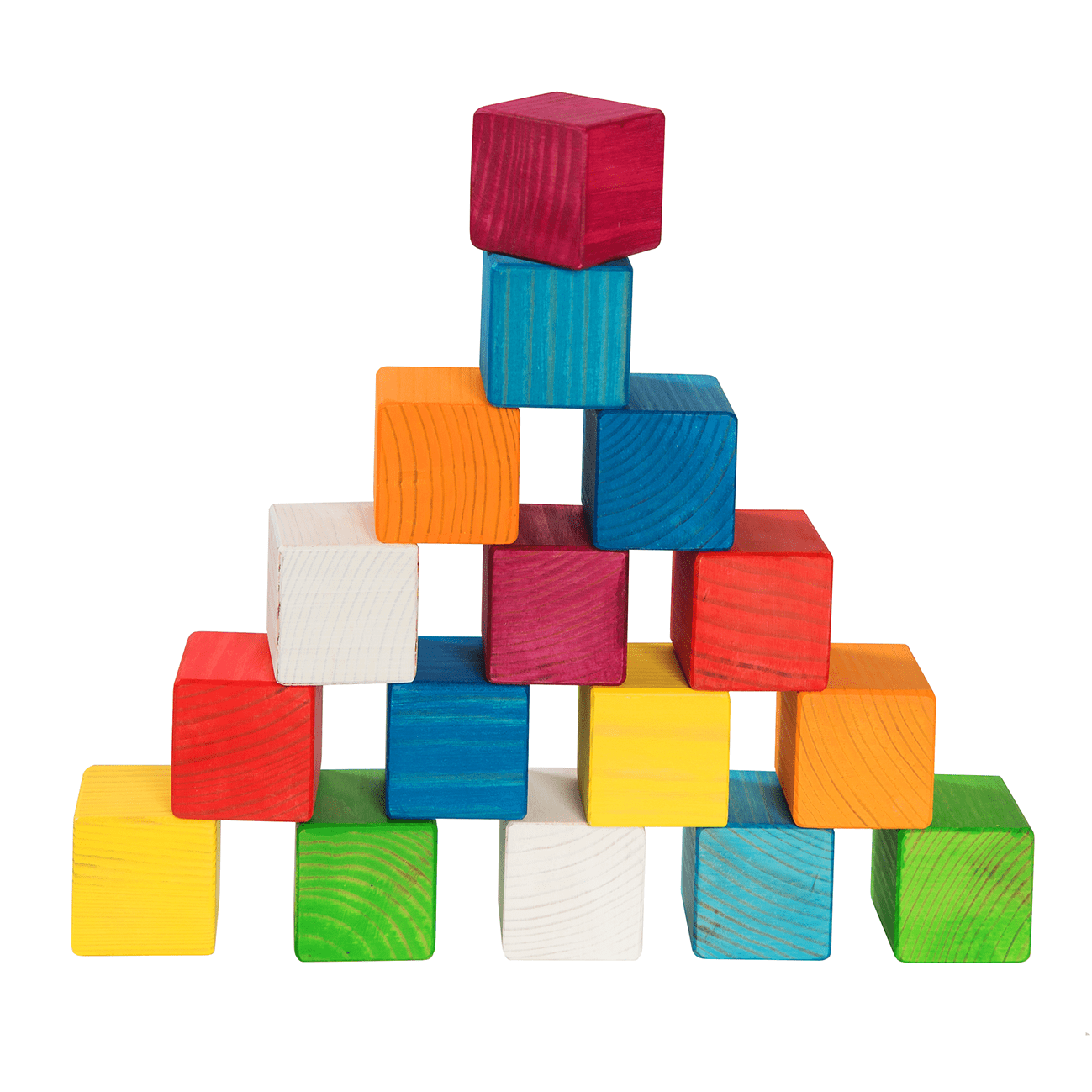 ROOSI Traditional Toys Hand-made Colorful Wooden Building Blocks for Kids – 16 pieces