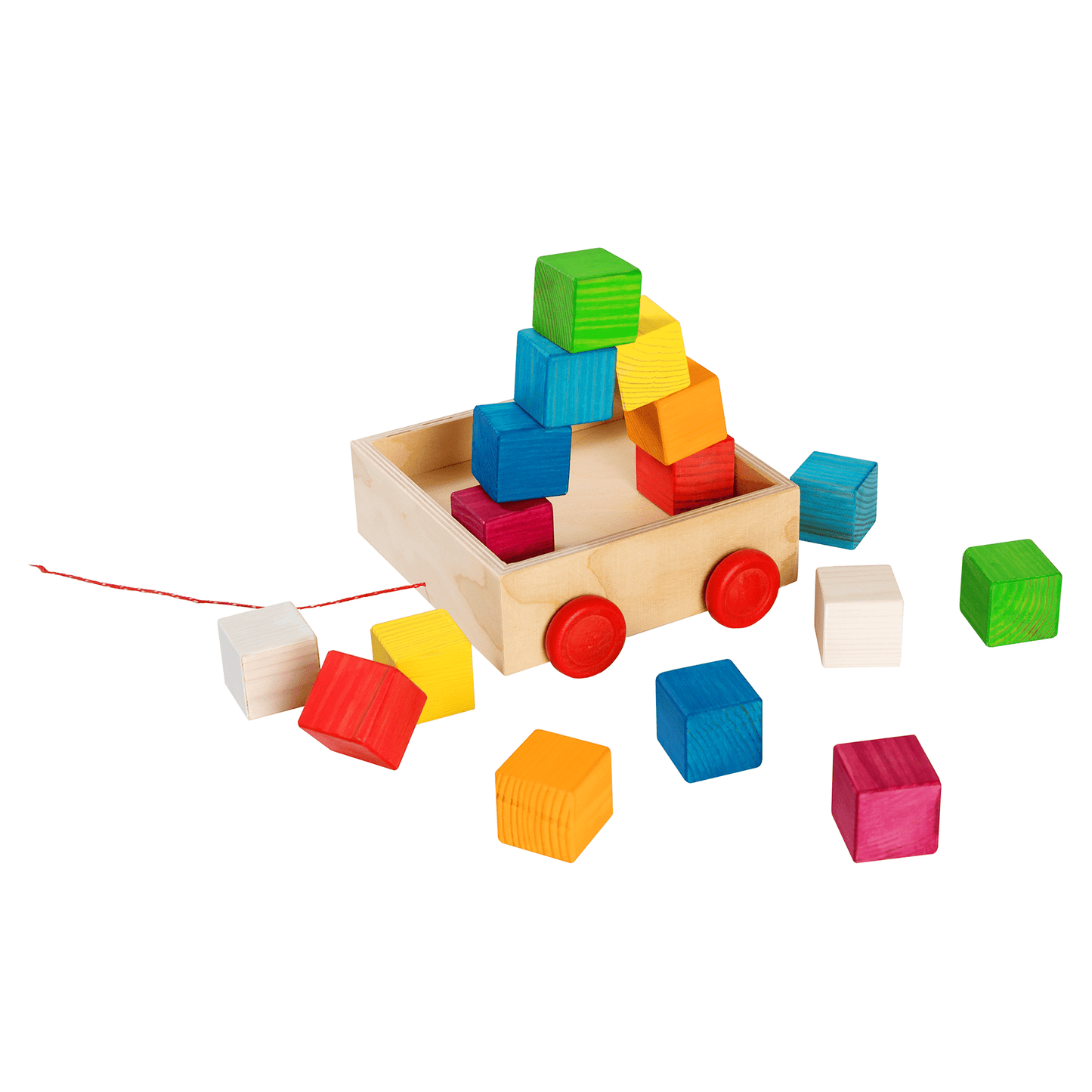 ROOSI Traditional Toys Hand-made Colorful Wooden Building Blocks for Kids – 16 pieces