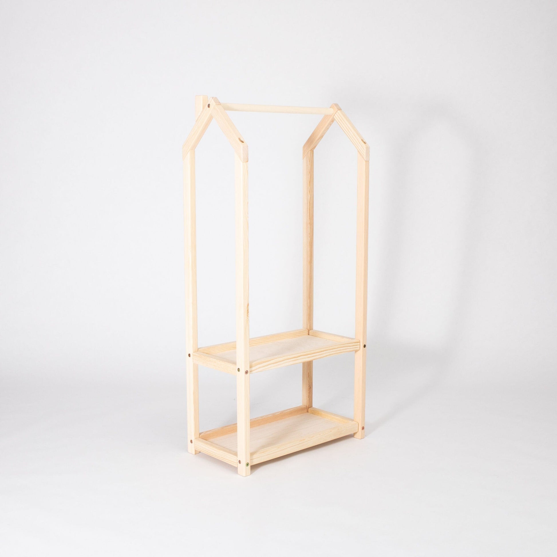 Montessori House Bed House Shaped Clothing Rack with Storage