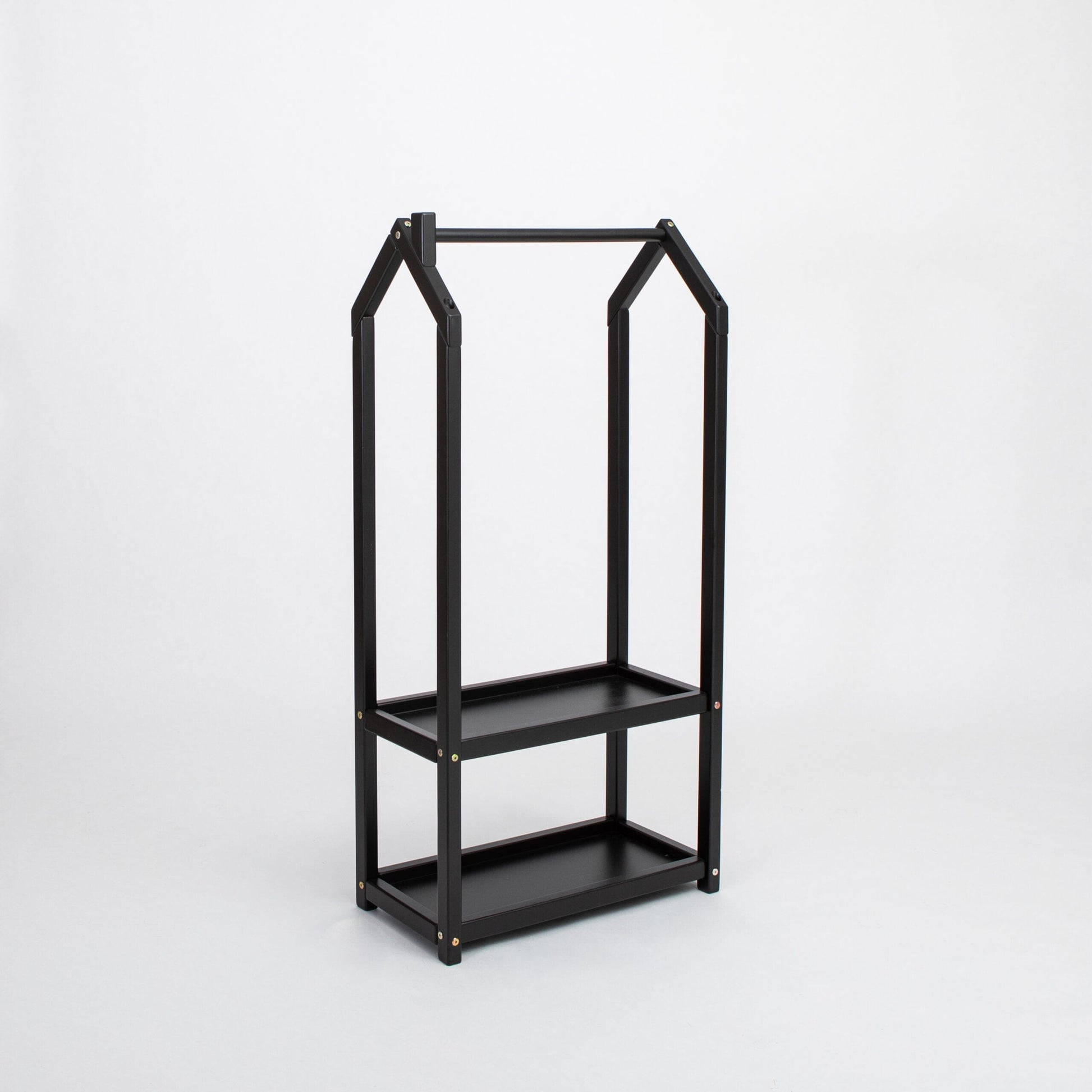 Montessori House Bed House Shaped Clothing Rack with Storage