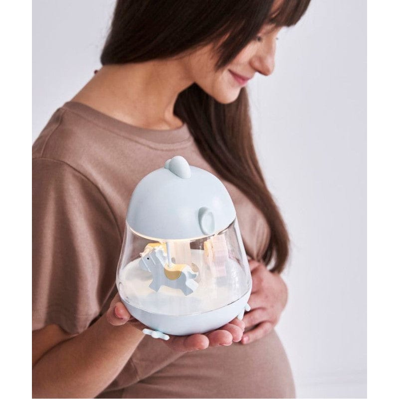 Rabbit & Friends Lamp with Carousel and Music - Blue