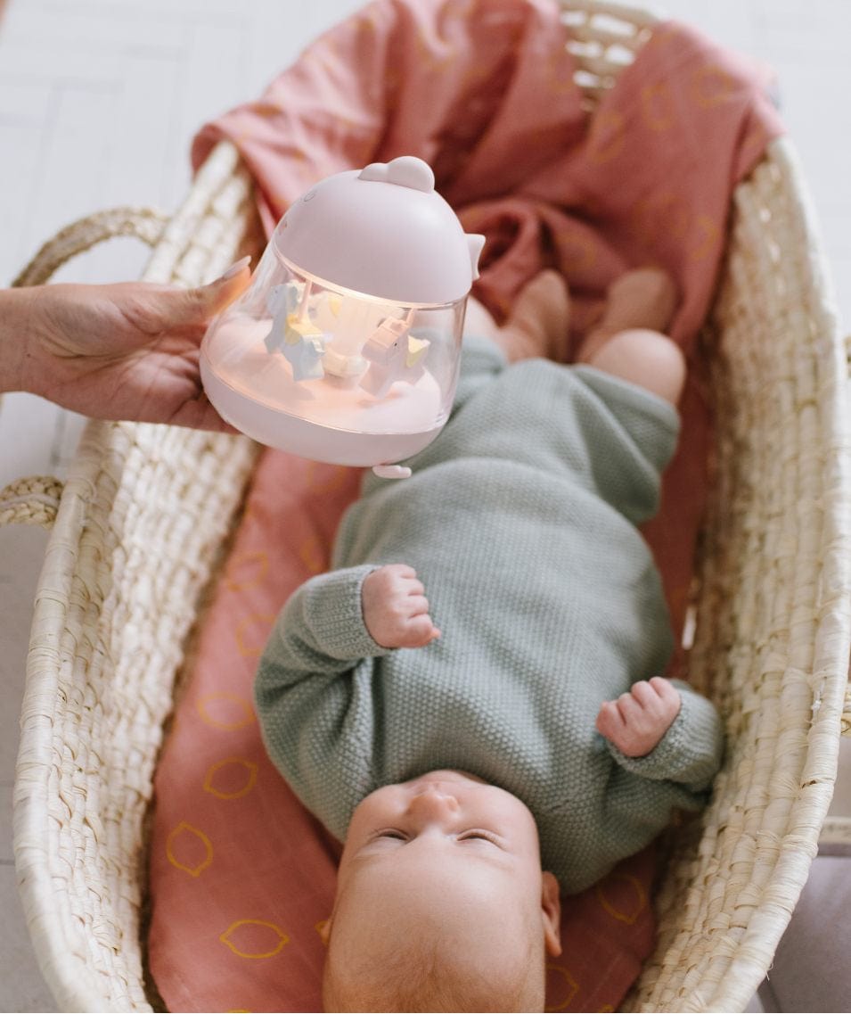 Rabbit & Friends Lamp with Carousel and Music - Pink