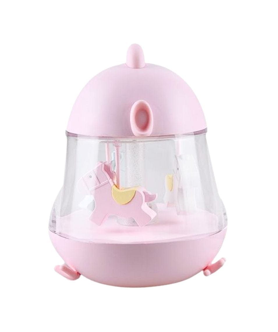 Rabbit & Friends Lamp with Carousel and Music - Pink