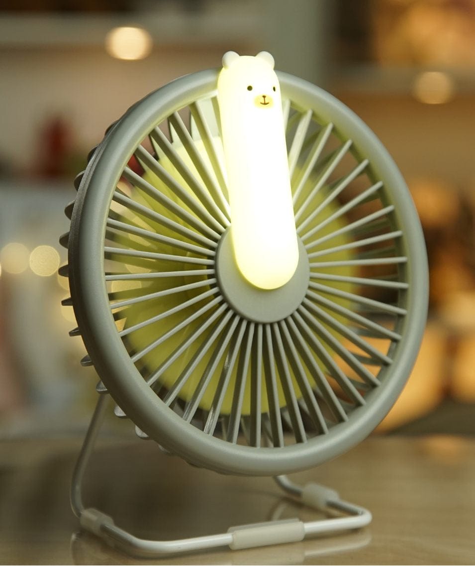 Rabbit & Friends Little Bear Fan Lamp - Grey