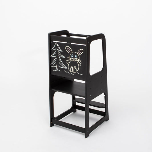 Montessori House Bed Montessori Helper Tower Step Stool / Kitchen Tower with BLACKBOARD