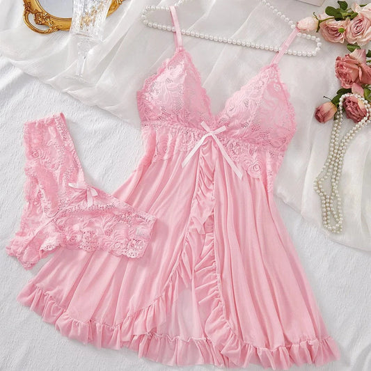 cudo Nightwear Pink / S Nightgown with a sensual slit and panties in the Canis Maior set