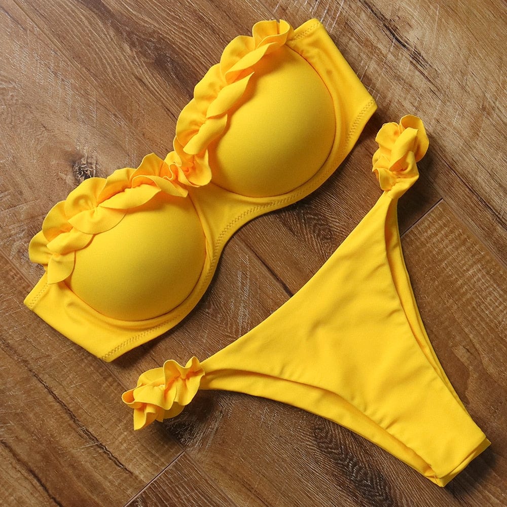 cudo Swimsuits Yellow / S Pegasus two-piece swimsuit with high-leg bottom