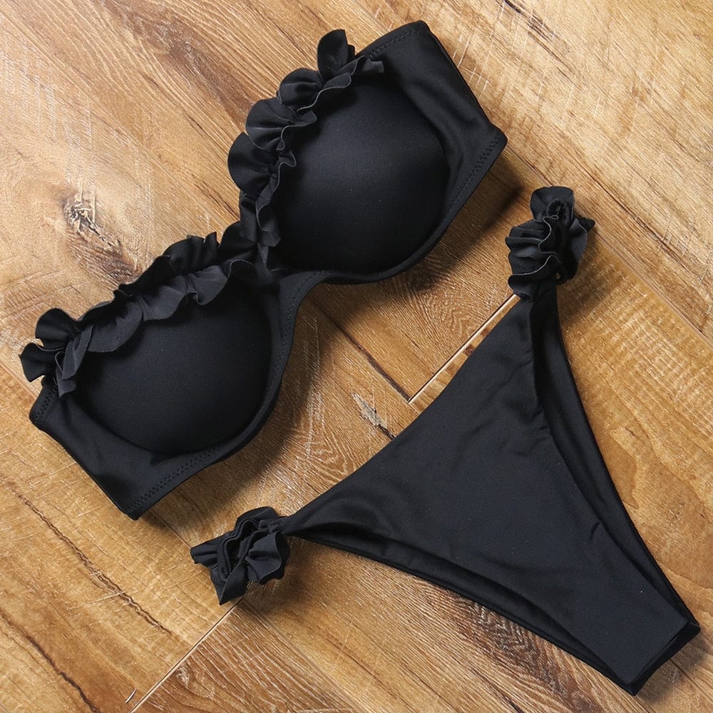 cudo Swimsuits Black / S Pegasus two-piece swimsuit with high-leg bottom