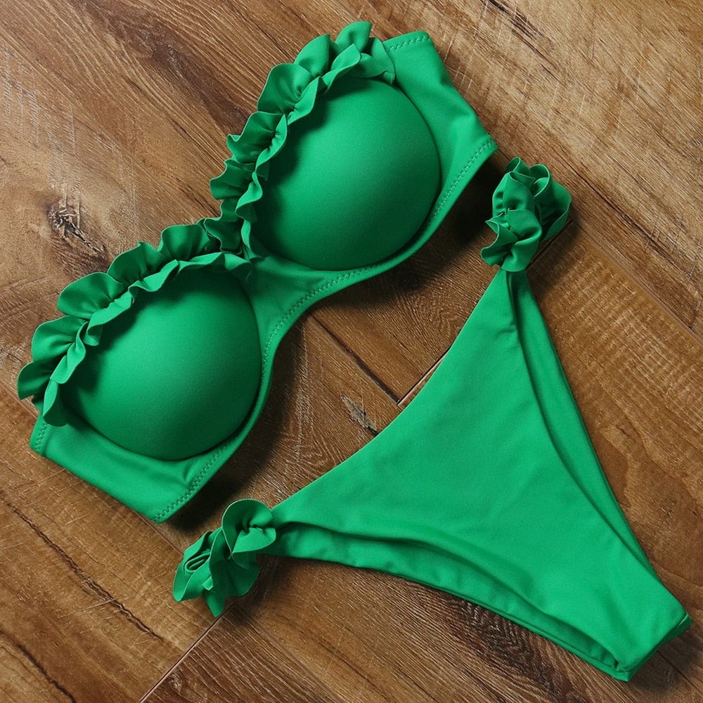 cudo Swimsuits Green / S Pegasus two-piece swimsuit with high-leg bottom