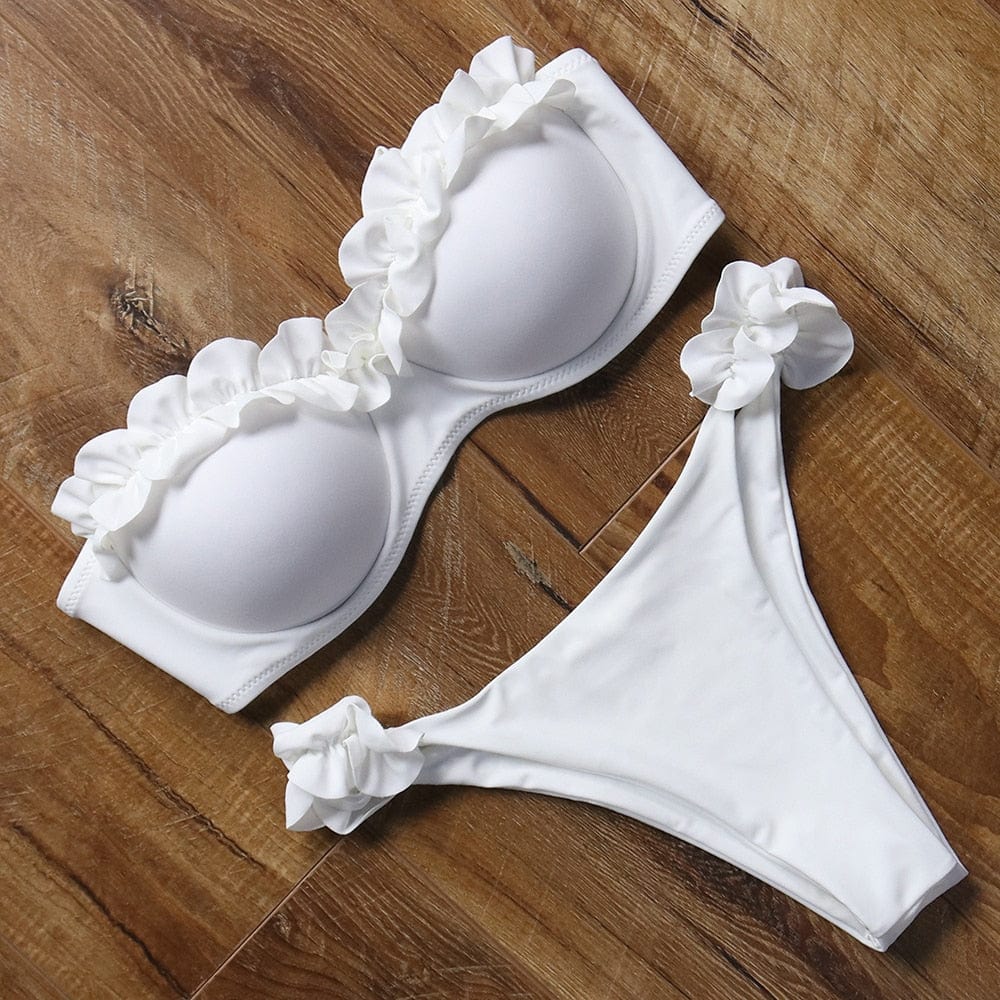 cudo Swimsuits White / S Pegasus two-piece swimsuit with high-leg bottom