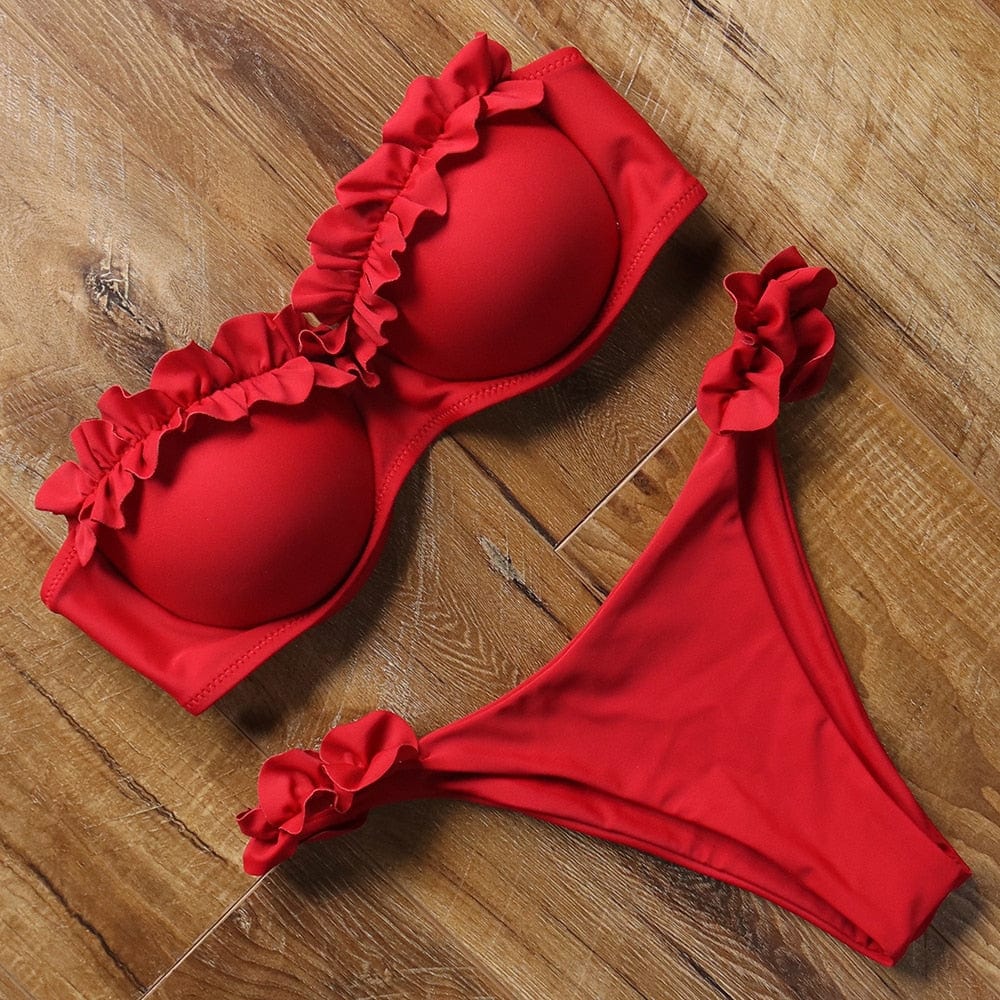 cudo Swimsuits Red / S Pegasus two-piece swimsuit with high-leg bottom