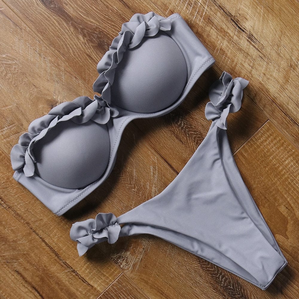 cudo Swimsuits Gray / S Pegasus two-piece swimsuit with high-leg bottom