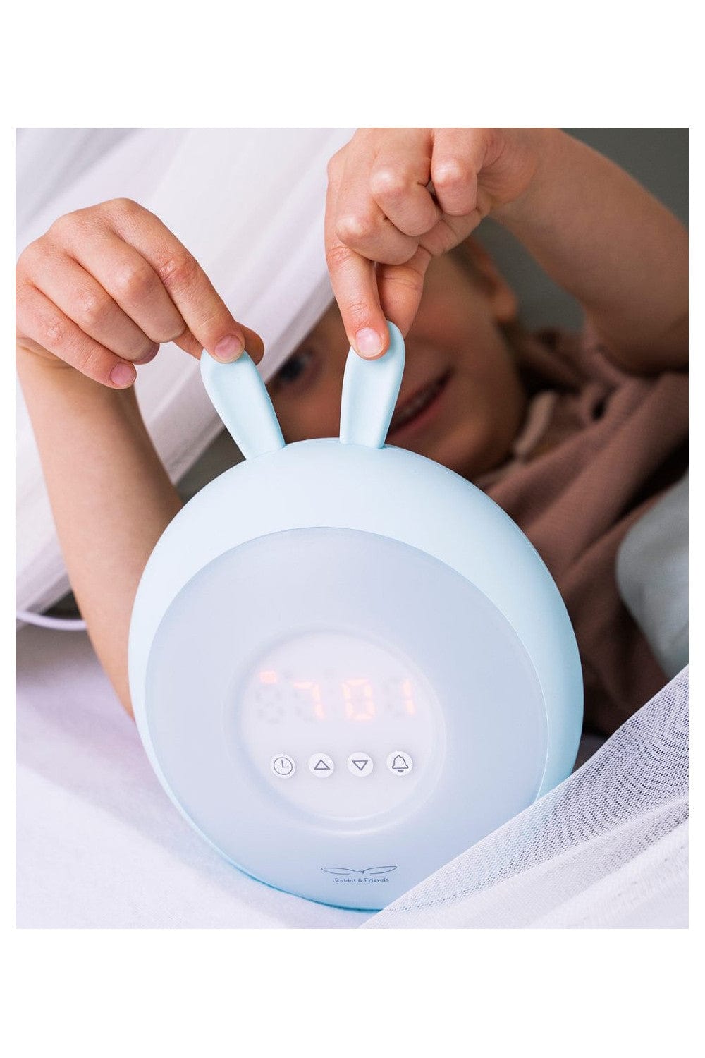 Rabbit & Friends Rabbit Lamp with Alarm Clock – Blue