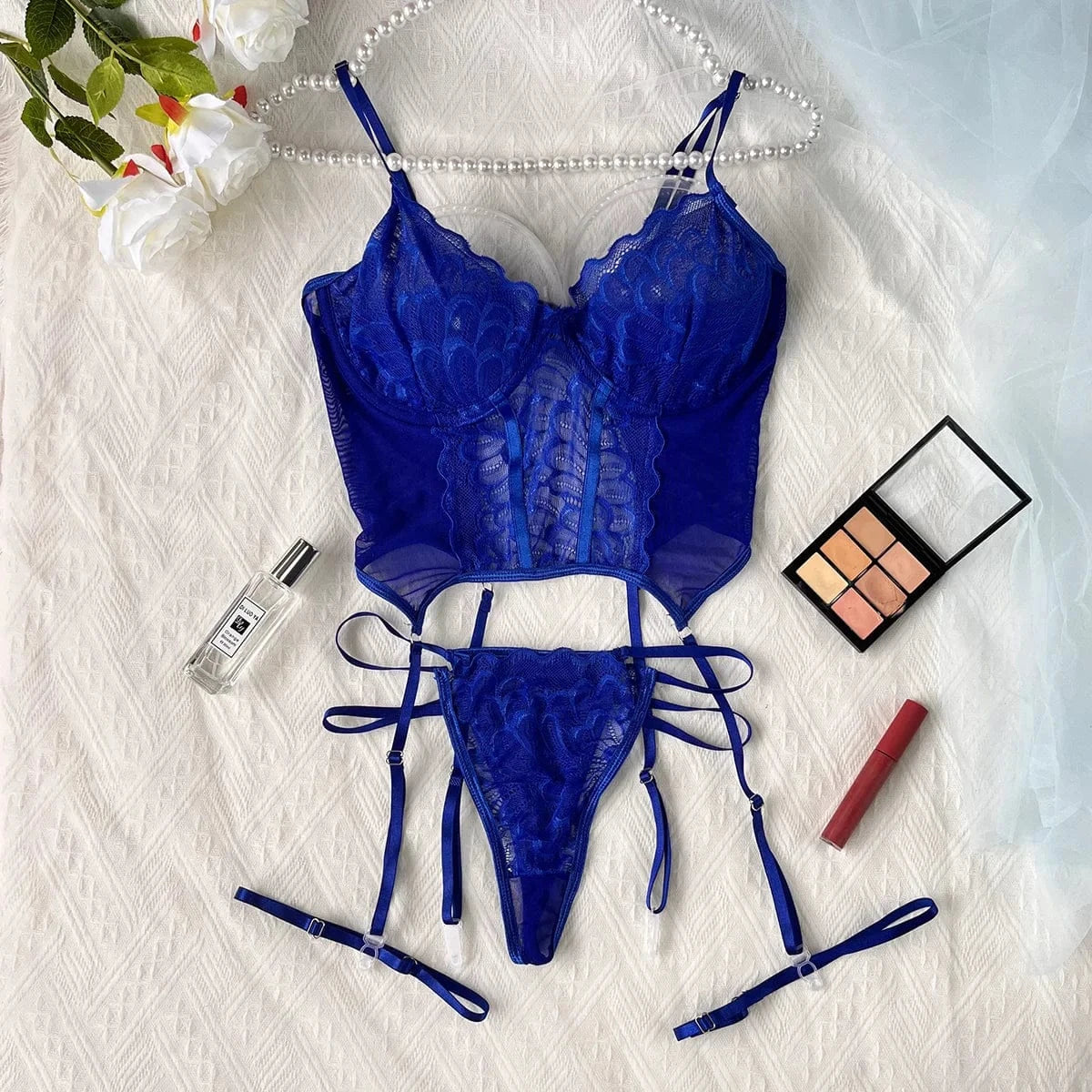 cudo Lingerie sets CORRECTEEEEEE Blue / S Triangulum lace lingerie set