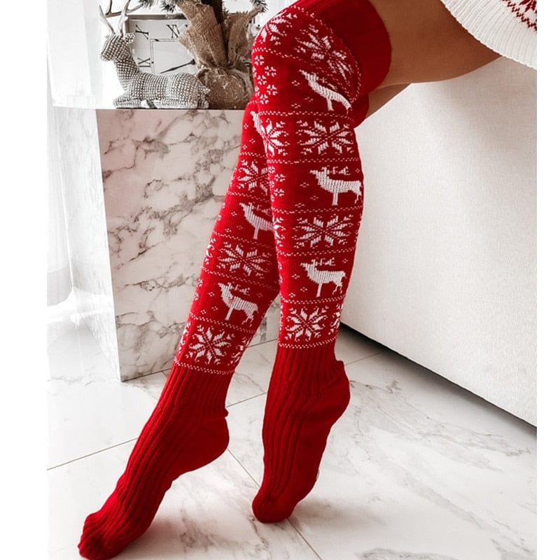 cudo Holidays Winter Dust Over-the-Knee Socks