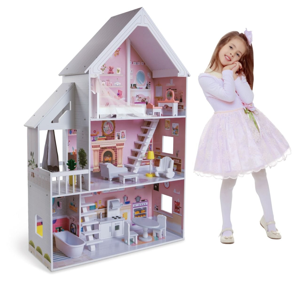Gerardo's Toys Wooden Dollhouse Liselle with LED Lights